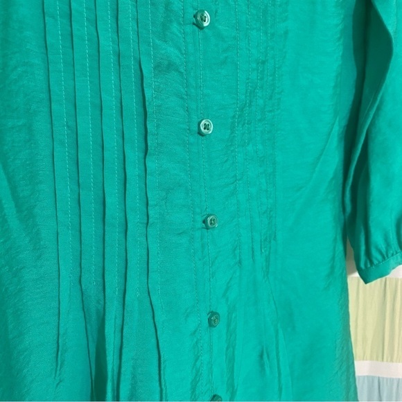 Bass Teal Jewel Button Down Blouse Sz Medium - Picture 3 of 6